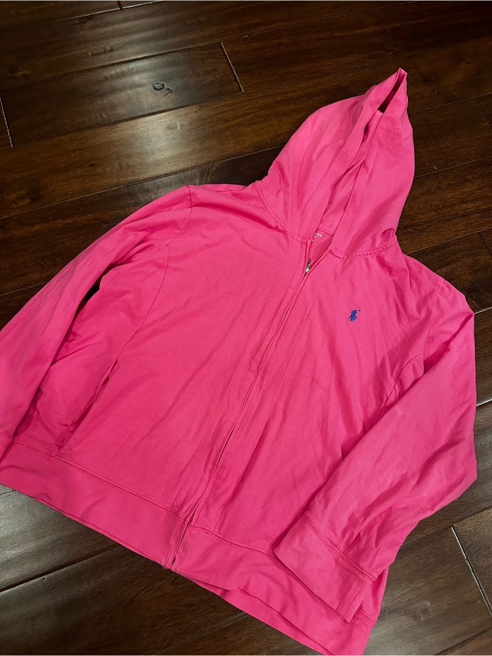 Ralph Lauren Bright Pink Hooded Zip Sweatshirt